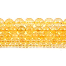 Cuentas de cristal de citrinas naturales, abalorios de piedra de cuarzo amarillo, cuentas redondas sueltas para la fabricación de joyas DIY, pulsera y collar de 15'' 2024 - compra barato