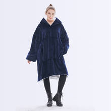 Winter Women Warm Thick Oversized Blanket Sweatshirt, Super Soft Wearable Sherpa Hoodie Blanket with Front Pocket 2024 - buy cheap