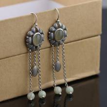 FNJ Hetian Jade Tassel Earrings 925 Silver 100% Pure Original S925 Silver Sterling Drop Earring for Women Jewelry 2024 - buy cheap