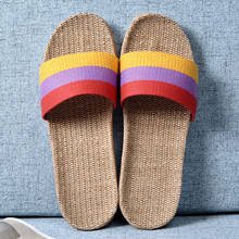 Sandalias informales de lino con cinturón para mujer, chanclas para el hogar, zapatos de interior, para verano 2024 - compra barato