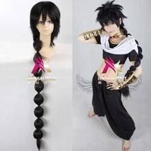 Magi judal judaru peruca cosplay preto longo cabelo sintético festa de halloween perucas fibra magi: o labirinto de magia + peruca boné 2024 - compre barato