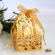 50pcs Valentine's Day Bride Groom Laser Cut Wedding Favors Candy Dragees Gift Box Birthday Cupcake Packaging Wrapping Paper 2024 - buy cheap