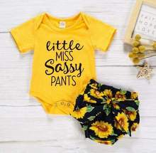 2 pçs crianças bebê recém-nascido meninas roupas macacão topos + calções de flores verão roupas da menina do bebê 0-18m 2024 - compre barato