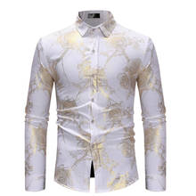 Camisa bronceado de manga larga para hombre, ropa informal con botones, color oro y rosa, ajustada, para eventos sociales, novedad de 2021 2024 - compra barato