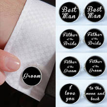 2 pcs Trendy Men Wedding Cufflinks Shirt Cuff Button Creative Writing Cuff Links Silvery  Male Cufflinks Wedding Gifts 2024 - buy cheap