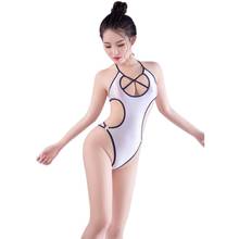 Oil Glossy Shiny Hollow Out See Through Hot Sexy Japanese Swimsuit Sukumizu Bandage High Cut Thong Bodysuit Lingerie Bodys Tops 2024 - buy cheap