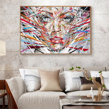 Abstrato colorido mulher cartaz da arte da parede nórdico pintura em tela linha retrato imagem hd impressão para sala de estar decoração casa 2024 - compre barato