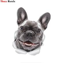 Three Ratels-calcomanías de pared de perro francés, pegatina 3D de Bulldog Francés sonriente, para paredes, coches, inodoro y espejo, FTC-1084 2024 - compra barato