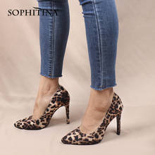 SOPHITINA-zapatos de tacón de leopardo para mujer, calzado Sexy a la moda, hecho a mano, con punta puntiaguda, tacón súper alto, para fiesta, MC846 2024 - compra barato