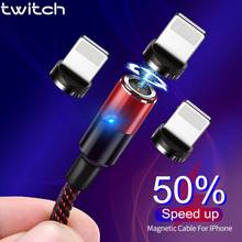 Twitch 3A 1M 2M Magnetic Cable Super Fast Charger Magnet Phone USB C LED Light Cable For iPhone XS MAX X 7 8 6s Plus Phone Cords 2024 - buy cheap