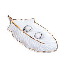Ceramic Feather Plate Jewelry Dish Nordic Ins Style Home Wedding Decoration Storage dish Snack 2024 - buy cheap