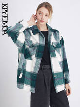 Vintage Stylish Pockets Oversized Plaid Jacket Coat Women 2021 Fashion Lapel Collar Long Sleeve Loose Outerwear Chic Tops 2024 - купить недорого