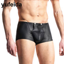 Novidade cueca masculina cuecas de couro pu, cuecas boxer sexy masculinas, cuecas gay sissy, cueca u convexa com bolsa jockstrap 2024 - compre barato