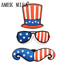 Original American Flag Style PVC Shoe Charms Accessories Hat/Glasses/Beard Shoe Decoration for Croc jibz Kids Party X-mas Gifts 2024 - buy cheap