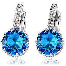 Pendientes colgantes de rubí y esmeralda para mujer, aretes de cristal rojo y azul, joyas de moda, 10 colores 2024 - compra barato