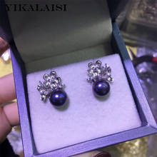 YIKALAISI 925 Sterling Silver Jewelry Pearl Earrings 2019 Fine Natural Pearl jewelry 8-9mm stud Earrings For Women wholesale 2024 - buy cheap
