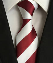 8cm New Design Tie High Quality Woven Necktie White with Burgundy Striped Cravat 2024 - buy cheap