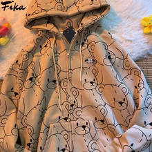 Oversized vintage zip up hoodie moda feminina primavera outono moletom anime hoodies manga longa pulôver solto harajuku topos 2024 - compre barato