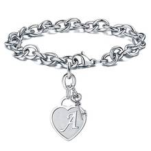 Pulsera de corazón con letras del alfabeto para mujer y niña, brazalete con abalorio inicial de nombre a-z, Color plateado, regalo de joyería de hermana de aniversario, 26 2024 - compra barato