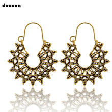 Docona Retro Gold Silver Color Hollow Flower Drop Dangle Earring for Women Girl Metal Geometric Pendant Hook Earrings  9024 2024 - buy cheap