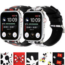 Новый кожаный ремешок Disney для Apple Watch 38 мм 40 мм 42 мм 44 мм ремешок браслет для iWatch серии 5 4 3 2 1 Аксессуары для наручных часов 2024 - купить недорого