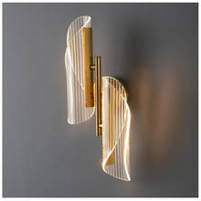 Nordic Gold Acrylic LED Wall lamp bedroom bedside aisle living room Nordic study wall sconce lights Bedside LED wall lamp 2024 - buy cheap