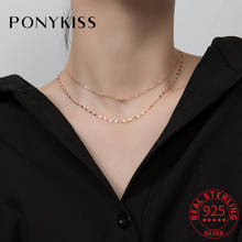 PONYKISS-collar de plata esterlina 925 para mujer, Gargantilla con cuentas brillantes de doble capa, accesorio de joyería fina de aniversario 2024 - compra barato