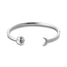 Brazalete abierto de Luna y estrellas exclusivo de China, se adapta a dijes y cuentas de plata originales, fabricación de joyas de moda DIY para mujer 2024 - compra barato