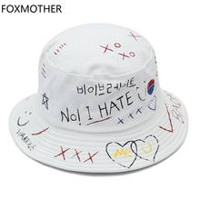 FOXMOTHER New Hip Hop Black White Letter Graffiti  Bucket Caps Fishman Hat Chapeau Femme Mens Caps Korea 2024 - buy cheap