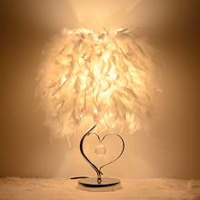 Lámpara colgante de plumas románticas, luz de mesa de dormitorio, sala de estar, salón, lámpara de mesa E26/E27, enchufe de la UE/EE. UU. 2024 - compra barato
