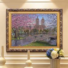 Puente de flores de cerezo de Londres, taladro completo 5D, pintura de diamante, bordado, Kits de punto de cruz, decoración del hogar 2024 - compra barato