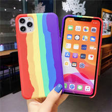 Original Rainbow Pride Gradient Bright Color Soft Liquid Silicone Case For iPhone SE 2020 7 8 Plus 10 X XR Xs 11 Pro Max Cover 2024 - buy cheap