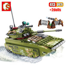 SEMBO 413Pcs Chinese Military ZTD-5 Amphibious Assault Vehicle Building Blocks High-Tech Panze Fighting Tank War Bricks Toys Boy 2024 - buy cheap