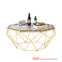 Nordic Geometry Iron Art Tea Table Creative Small Tempered Glass Desktop Iron Leg Living Room Table 57cm/67cm/77cm/87cm 2024 - buy cheap