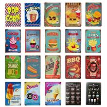 Hot Dogs BBQ French Fries Tin Sign Vintage Metal Plaques Restaurant Kitchen Burger Store Metal Signs Tinplate Poster Wall Decor 2024 - buy cheap