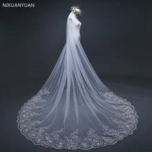 Véu de noiva com pente branco de marfim, 3 metros, longo, renda, borda, acessórios, noiva 2024 - compre barato