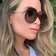 Óculos de sol de grandes dimensões mulheres retro marca designer gradiente óculos de sol feminino sombra óculos de armação grande uv400 2024 - compre barato