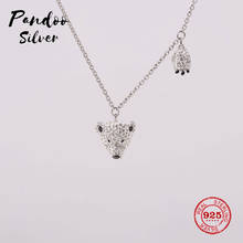 PANDOO Fashion Charm Pure 925 Silver Original 1:1 Copy, Fashion Arctic Fox Wild Pendant Necklace Female Luxury Jewelry Gifts 2024 - buy cheap