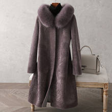Casaco feminino casual de pele real 2021, casaco feminino com peles de ovelha, quente e natural, luxuoso, moda feminina, b164 2024 - compre barato