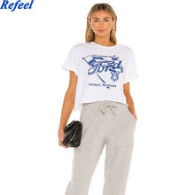 Женская Винтажная футболка с коротким рукавом, круглым вырезом и принтом FORD 2024 - купить недорого