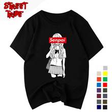 Men's Senpai Anime Girl Nerdy Cotton Black T-shirt Print Manga Streetwear Tees Japanese Style Tshirt Unisex Harajuku Clothes 2024 - buy cheap