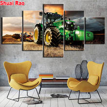 Pintura con diamantes de imitación para tractor de granja, pintura con diamantes de imitación cuadrados o redondos, 5d, mosaico bordado, 5 piezas 2024 - compra barato