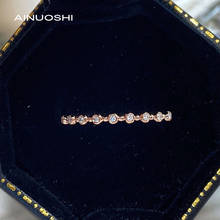 AINUOSHI 18K Gold 0.047 Carat Round Cut Real Natural Diamond Half Eternity Band Ring for Women Wedding Anniversary Jewelry Gift 2024 - buy cheap