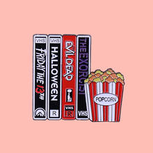Horror Movie VHS Chill Popcorn Enamel Brooch Pins Badge Lapel Pins Alloy Metal Fashion Jewelry Accessories Gifts 2024 - buy cheap
