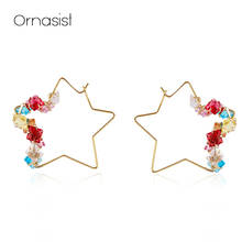 Fashion Hollow Star Earrings Female Exquisite Gold Circle Crystal Drop Earrings 2020 New Women Dangle Earring Jewelry Gifts 2024 - buy cheap