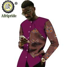 Camisas africanas de manga larga para hombre, chaqueta ajustada con cuello redondo, Dashiki estampado Ankara, Top, Bazin Riche, ropa Africana S2012014 2024 - compra barato