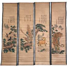 China Old Scroll Painting Four Screen Paintings Middle Hall Hanging Painting 2024 - buy cheap