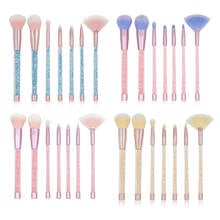 7Pcs/set Transparent Crystal Diamond Particle Handle Face Makeup Brushes Set Powder Foundation Eye Shadow Eyebrow Blush Brush 2024 - buy cheap