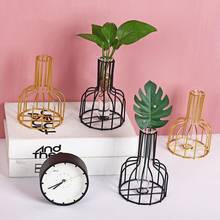 Геометрическая стеклянная железная сушеная ваза для цветов, украшение для дома, гостиной, стола 2024 - купить недорого