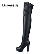 Dovereiss Fashion Female boots Winter  Chunky heels sexy Elegant Zipper platform boots new Over the knee boots big size 43 2024 - buy cheap
